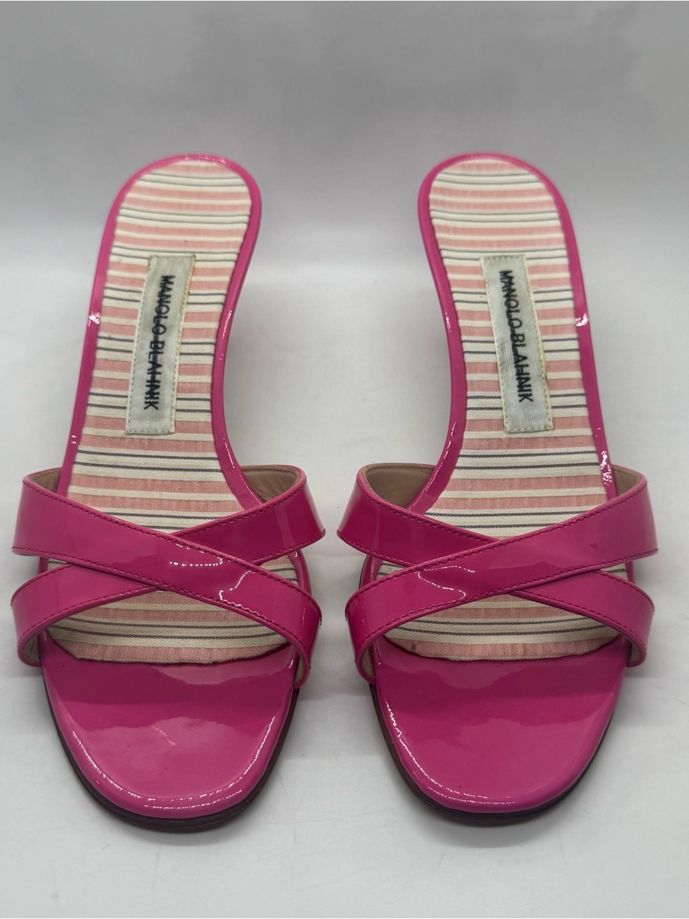 Manolo Blahnik Callamu Pink Kitten Heel Mule Sandal Size 38 Shoes - Picture 6 of 12